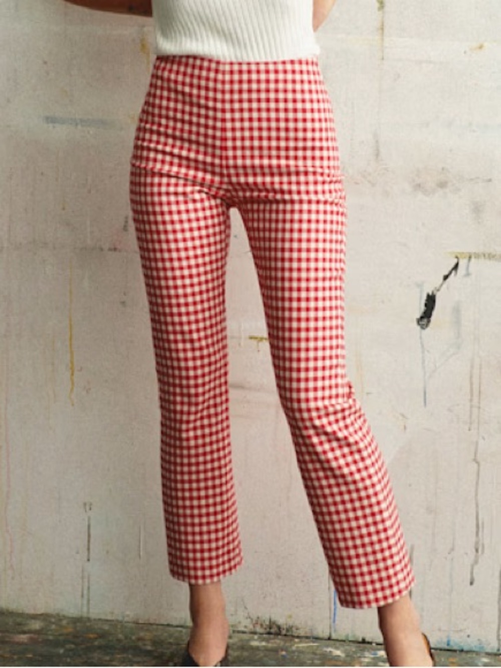 Sezane Ciara Gingham Trouser Pants Red Size 36